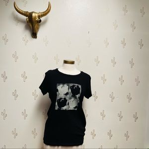 Current Elliott Graphic Relaxed Crew Top Tulip Floral Short Sleeve Size 2 Small